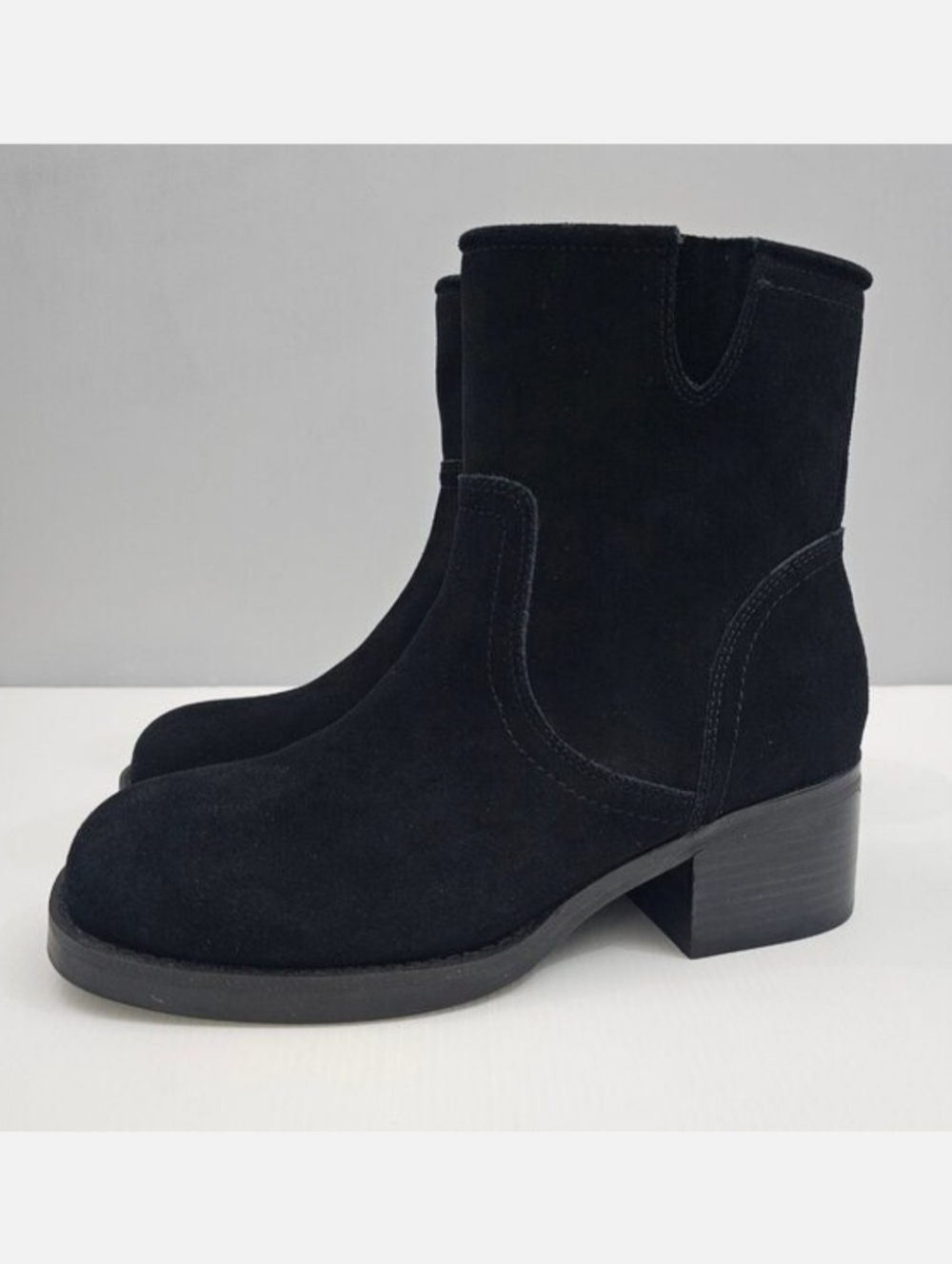Blondo Cassidie Waterproof Ankle Boot Womens 9.5 Black Suede Block Heel NEW